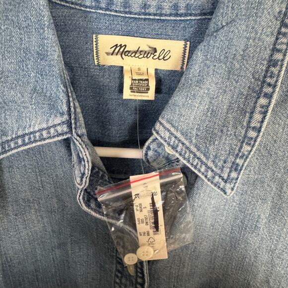 Madewell Denim Oversized Button-Up Shirt WMNS S Marnie Wash Long Sleeve Collared - Picture 5 of 9